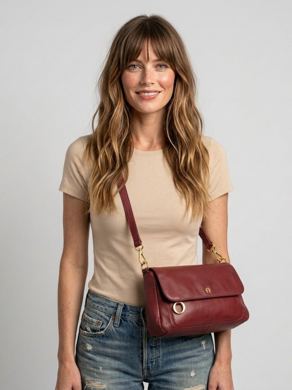 Burgundy Leather Bag Etienne Aigner CONVERTIBLE Crossbody Purse